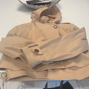 ba&sh Tan Trench Coat with Hood
